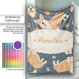 Playful Corgi Dogs Basketball Seamless Pattern Stylish Everyday   Personalised Custom Name Super Soft Fleece Blanket Bed Sofa Throw