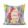 Custom Name Hibiscus Flowers Plumeria Leaves Lavender Seamless Square Filled Cushion Throw Pillow Sofa Bed Home Decor Zip Washable UK Made