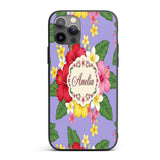 Hibiscus Flowers Plumeria Leaves Exotic Floral Custom Name Protective Phone Case Mobile Cover Durable Everyday Smartphone Shock Resistant