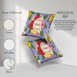 Custom Name Hibiscus Flowers Plumeria Leaves Lavender Seamless Square Filled Cushion Throw Pillow Sofa Bed Home Decor Zip Washable UK Made