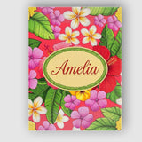 Personalised Name Tropical Hibiscus Flowers Custom  Bespoke Interior Contemporary Canvas Wall Art Print Decor Picture Ready to Hang