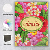 Personalised Name Tropical Hibiscus Flowers Custom  Bespoke Interior Contemporary Canvas Wall Art Print Decor Picture Ready to Hang