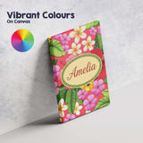 Personalised Name Tropical Hibiscus Flowers Custom  Bespoke Interior Contemporary Canvas Wall Art Print Decor Picture Ready to Hang