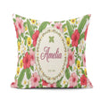 Custom Name Tropical Hibiscus Flowers Leaves Exotic Floral White Square Filled Cushion Throw Pillow Sofa Bed Home Decor Zip Washable UK Made