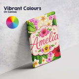 Personalised Name Tropical Hibiscus Flowers Custom  Bespoke Interior Contemporary Canvas Wall Art Print Decor Picture Ready to Hang