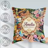 Custom Name Hawaiian Kids Tiki Mask Pineapple Beach Fun Seamless Square Filled Cushion Throw Pillow Sofa Bed Home Decor Zip Washable UK Made