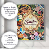 Personalised Name Cute Hawaiian Kids Tiki Custom  Unique Gift Idea Elegant Feature Canvas Wall Art Print Decor Picture Ready to Hang