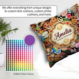 Custom Name Hawaiian Kids Tiki Mask Pineapple Beach Fun Seamless Square Filled Cushion Throw Pillow Sofa Bed Home Decor Zip Washable UK Made