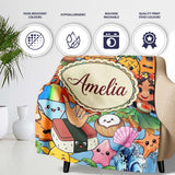 Cute Hawaiian Kids Tiki Mask Pineapple Blue Background Seamless  Personalised Custom Name Super Soft Fleece Blanket Bed Sofa Throw