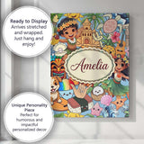 Personalised Name Cute Hawaiian Kids Tiki Custom  Unique Gift Idea Elegant Feature Canvas Wall Art Print Decor Picture Ready to Hang