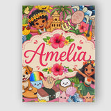 Personalised Name Cute Hawaiian Kids Tiki Custom  Unique Gift Idea Elegant Feature Canvas Wall Art Print Decor Picture Ready to Hang