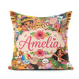Custom Name Cute Hawaiian Kids Tiki Mask Pineapple Pink Seamless Square Filled Cushion Throw Pillow Sofa Bed Home Decor Zip Washable UK Made