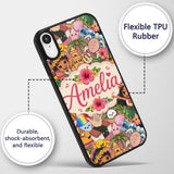 Cute Hawaiian Kids Tiki Mask Decorative Design Custom Name Protective Phone Case Mobile Cover Durable Everyday Smartphone Shock Resistant