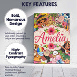 Personalised Name Cute Hawaiian Kids Tiki Custom  Unique Gift Idea Elegant Feature Canvas Wall Art Print Decor Picture Ready to Hang