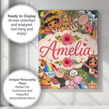 Personalised Name Cute Hawaiian Kids Tiki Custom  Unique Gift Idea Elegant Feature Canvas Wall Art Print Decor Picture Ready to Hang