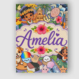 Personalised Name Cute Hawaiian Kids Tiki Custom  Unique Gift Idea Elegant Feature Canvas Wall Art Print Decor Picture Ready to Hang