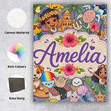 Personalised Name Cute Hawaiian Kids Tiki Custom  Unique Gift Idea Elegant Feature Canvas Wall Art Print Decor Picture Ready to Hang