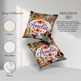 Custom Name Cute Hawaiian Kids Tiki Mask Pineapple Seamless Name Square Filled Cushion Throw Pillow Sofa Bed Home Decor Zip Washable UK Made