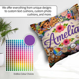 Custom Name Cute Hawaiian Kids Tiki Mask Pineapple Seamless Name Square Filled Cushion Throw Pillow Sofa Bed Home Decor Zip Washable UK Made