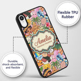 Hawaiian Kids Tiki Mask Pineapple Beach Fun Pink Custom Name Protective Phone Case Mobile Cover Durable Everyday Smartphone Shock Resistant