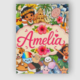Personalised Name Hawaiian Kids Tiki Mask Custom  Unique Gift Idea Elegant Feature Canvas Wall Art Print Decor Picture Ready to Hang