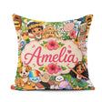 Custom Name Hawaiian Kids Tiki Mask Pineapple Beach Fun Seamless Square Filled Cushion Throw Pillow Sofa Bed Home Decor Zip Washable UK Made
