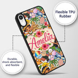Hawaiian Kids Tiki Mask Pineapple Beach Fun White Custom Name Protective Phone Case Mobile Cover Durable Everyday Smartphone Shock Resistant