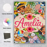 Personalised Name Hawaiian Kids Tiki Mask Custom  Unique Gift Idea Elegant Feature Canvas Wall Art Print Decor Picture Ready to Hang