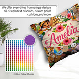 Custom Name Hawaiian Kids Tiki Mask Pineapple Beach Fun Seamless Square Filled Cushion Throw Pillow Sofa Bed Home Decor Zip Washable UK Made