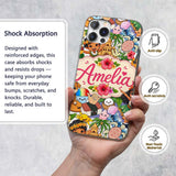 Hawaiian Kids Tiki Mask Pineapple Beach Fun White Custom Name Protective Phone Case Mobile Cover Durable Everyday Smartphone Shock Resistant