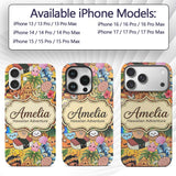 Hawaiian Kids Tiki Mask Pineapple Printed Design Custom Name Protective Phone Case Mobile Cover Durable Everyday Smartphone Shock Resistant