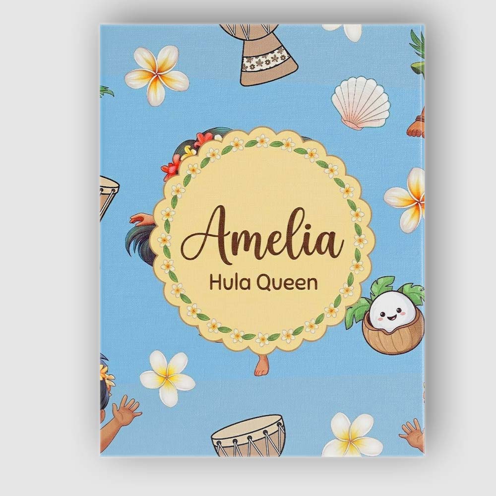 Personalised Name Cute Hawaiian Girl Hula Custom  Unique Gift Idea Elegant Feature Canvas Wall Art Print Decor Picture Ready to Hang