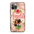 Cute Hawaiian Girl Hula Dance Coconut Shell Beige Custom Name Protective Phone Case Mobile Cover Durable Everyday Smartphone Shock Resistant