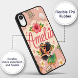 Cute Hawaiian Girl Hula Dance Coconut Shell Beige Custom Name Protective Phone Case Mobile Cover Durable Everyday Smartphone Shock Resistant