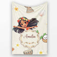 Cute Hawaiian Girl Hula Dance Coconut Shell Cream Background  Personalised Custom Name Super Soft Fleece Blanket Bed Sofa Throw