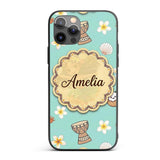 Cute Hawaiian Girl Hula Dance Coconut Shell Teal Custom Name Protective Phone Case Mobile Cover Durable Everyday Smartphone Shock Resistant