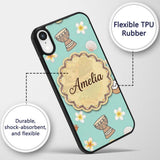 Cute Hawaiian Girl Hula Dance Coconut Shell Teal Custom Name Protective Phone Case Mobile Cover Durable Everyday Smartphone Shock Resistant