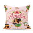 Custom Name Cute Hawaiian Girl Hula Dance Shell Pink Background Square Filled Cushion Throw Pillow Sofa Bed Home Decor Zip Washable UK Made