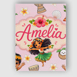 Personalised Name Cute Hawaiian Girl Hula Custom  Unique Gift Idea Elegant Feature Canvas Wall Art Print Decor Picture Ready to Hang