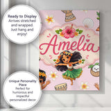 Personalised Name Cute Hawaiian Girl Hula Custom  Unique Gift Idea Elegant Feature Canvas Wall Art Print Decor Picture Ready to Hang