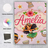 Personalised Name Cute Hawaiian Girl Hula Custom  Unique Gift Idea Elegant Feature Canvas Wall Art Print Decor Picture Ready to Hang