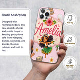 Cute Hawaiian Girl Hula Dance Coconut Shell Pink Custom Name Protective Phone Case Mobile Cover Durable Everyday Smartphone Shock Resistant