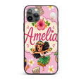 Cute Hawaiian Girl Hula Dance Coconut Shell Rose Custom Name Protective Phone Case Mobile Cover Durable Everyday Smartphone Shock Resistant