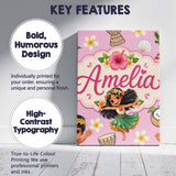 Personalised Name Cute Hawaiian Girl Hula Custom  Unique Gift Idea Elegant Feature Canvas Wall Art Print Decor Picture Ready to Hang