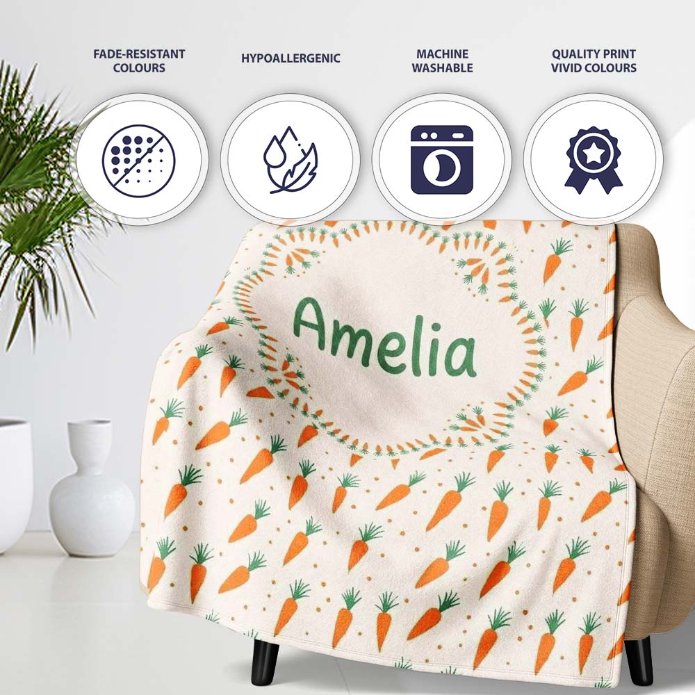 Cute Carrot Repeat Minimal Seamless Pattern Cute Unique Gift Lovely  Personalised Custom Name Super Soft Fleece Blanket Bed Sofa Throw