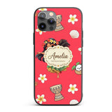 Cute Hawaiian Girl Hula Dance Coconut Shell Red Custom Name Protective Phone Case Mobile Cover Durable Everyday Smartphone Shock Resistant