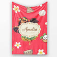 Cute Hawaiian Girl Hula Dance Coconut Shell Red Background Seamless  Personalised Custom Name Super Soft Fleece Blanket Bed Sofa Throw