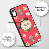 Cute Hawaiian Girl Hula Dance Coconut Shell Red Custom Name Protective Phone Case Mobile Cover Durable Everyday Smartphone Shock Resistant