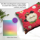 Custom Name Hawaiian Girl Hula Dance Coconut Shell Red Seamless Square Filled Cushion Throw Pillow Sofa Bed Home Decor Zip Washable UK Made