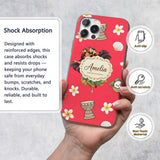 Cute Hawaiian Girl Hula Dance Coconut Shell Red Custom Name Protective Phone Case Mobile Cover Durable Everyday Smartphone Shock Resistant